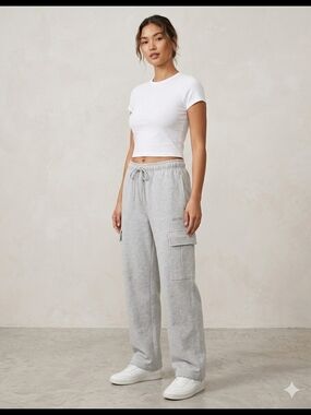 Aritzia Gray Cargo Joggers with Drawstring Waist